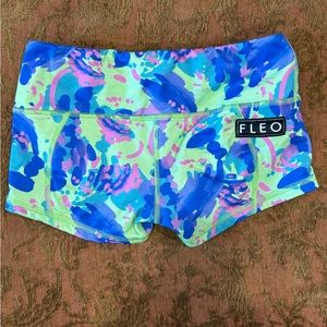 Colorful print Fleo workout shorts. Size small.
